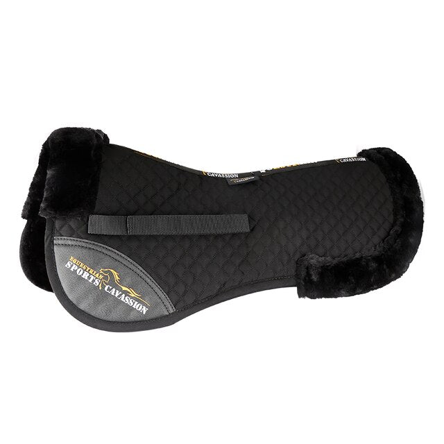 black color corrective lined half pad riding horse on horse back saddle pad equestrian equipment