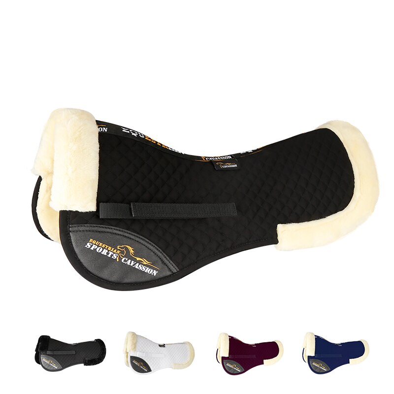 black color corrective lined half pad riding horse on horse back saddle pad equestrian equipment