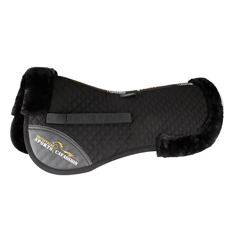 black color corrective lined half pad riding horse on horse back saddle pad equestrian equipment
