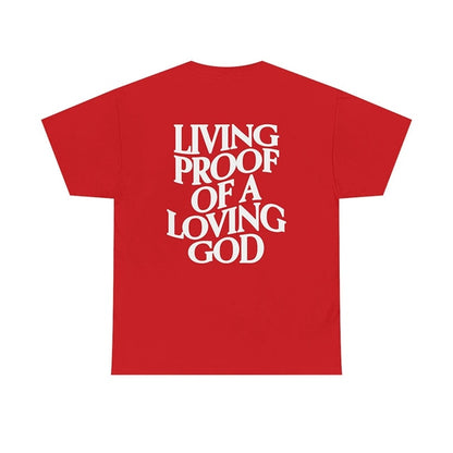 Men/Women Summer Living Proof of a Loving God Print Y2k T-shirt Unisex Christian Cross Jesus Short Sleeved Tees Loose Cotton Top