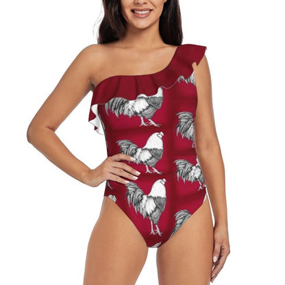 Ruffle One Piece Swimsuit Women Swimwear Push Up Sexy Print Bathing Suit South Carolina Rooster Gamecock Cock Chicken