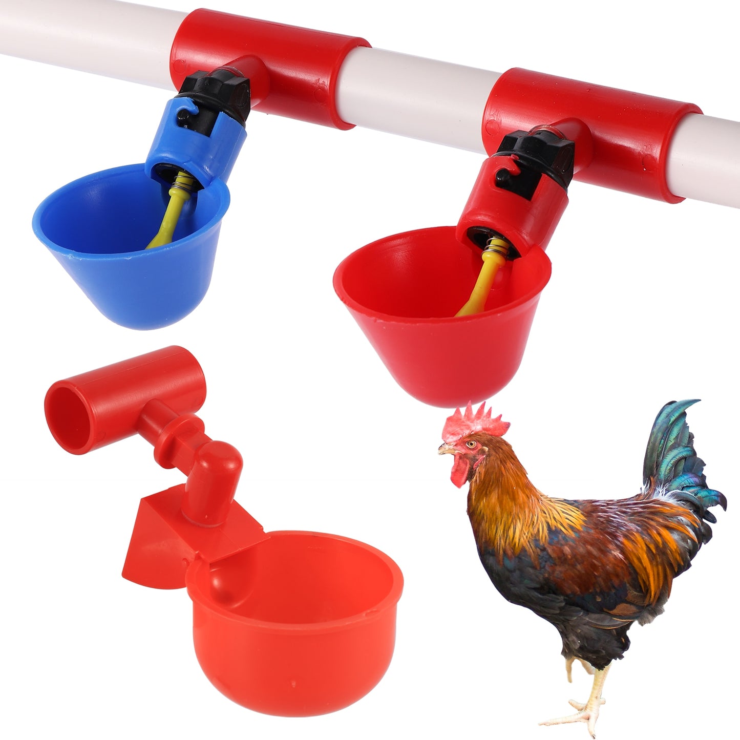 5 Pcs Chicken Water Cup Automatic Drinker for Chickens Thread Filling Waterer Poultry Drinking Bowl for Chickens Quail Bird Cage