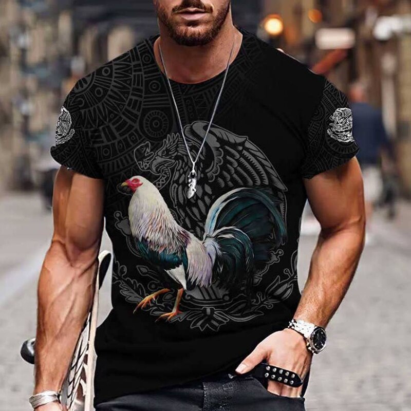 Mexico Rooster Fight Champion 3D Print Casual Short Sleeve Shirt Unisex