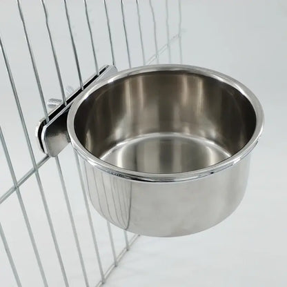 Pet Birds Hanging Cage Bowl Dish Cup Anti-turnover Stainless Steel Feeding Food Drinking Feeder for Parakeet Lovebird