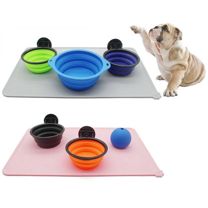 Silicone Dog Cat Bowl Mat with High Lips Non-Stick Waterproof
